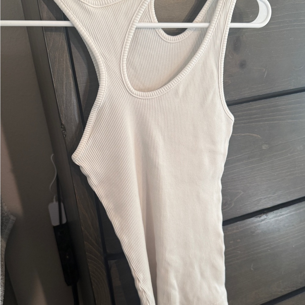 Agolde Cream Ribbed Racerback Tank